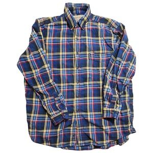 Abercrombie Big Shirts Mens Large Blue Red Plaid Flannel Button Down Vintage L